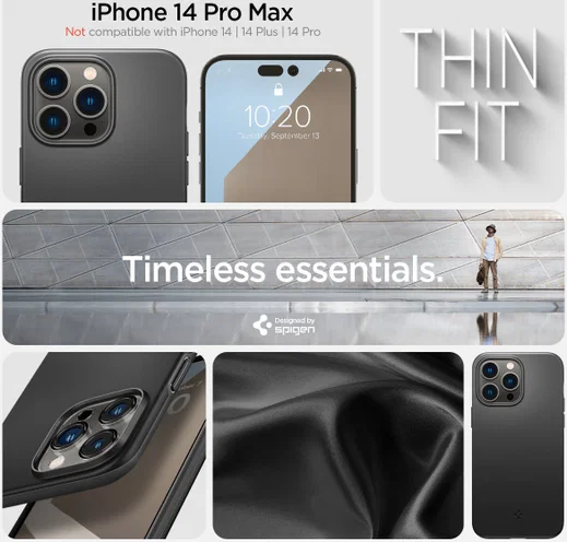 Spigen Thin Fit Apple iPhone 14 Pro Max Hoesje Back Cover Zwart afbeelding 10