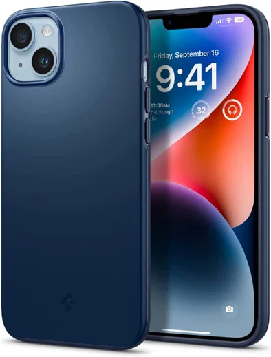 Spigen Thin Fit Apple iPhone 14 Hoesje Back Cover Blauw afbeelding 1