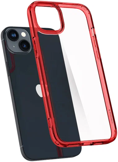 Spigen Ultra Hybrid Apple iPhone 14 Hoesje Back Cover Transparant Rood afbeelding 2