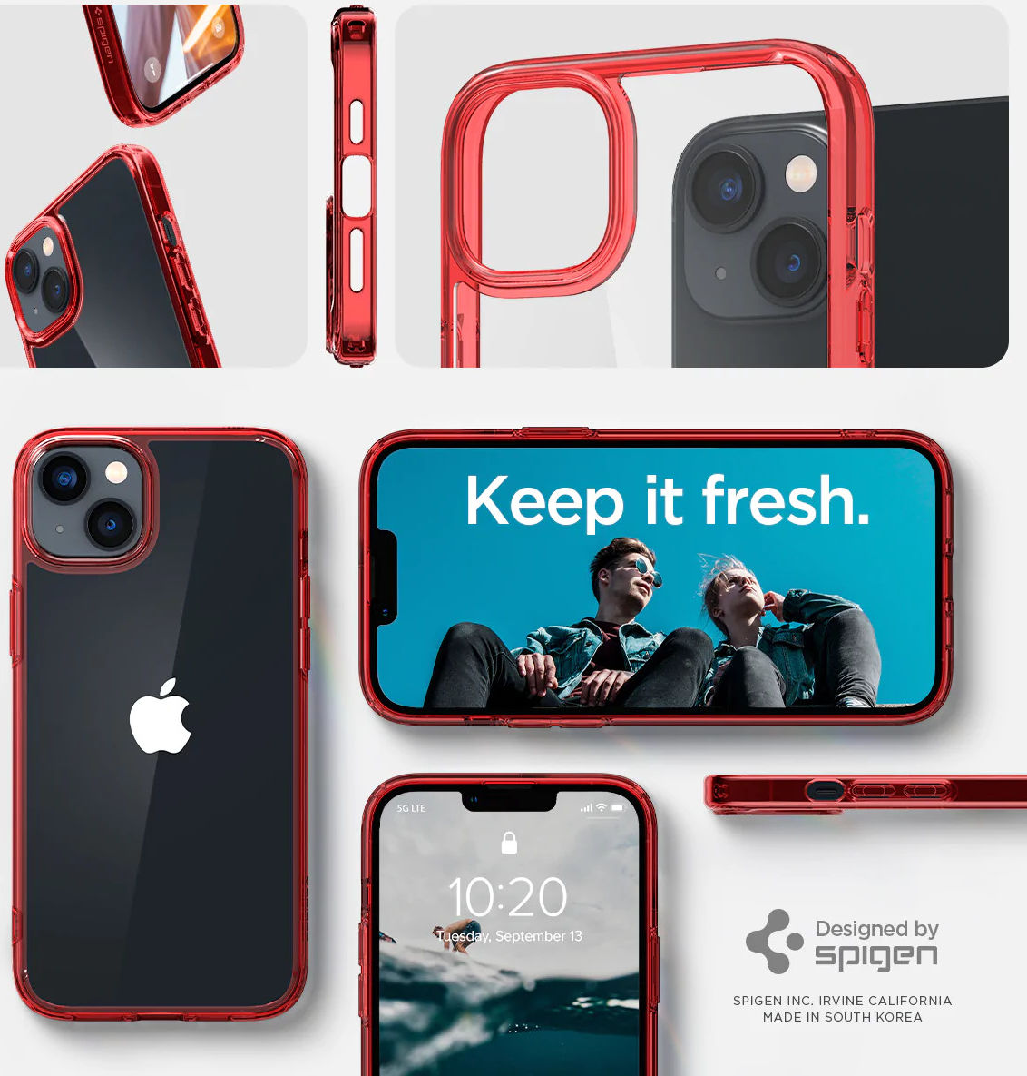 Spigen Ultra Hybrid Apple iPhone 14 Hoesje Back Cover Transparant Rood afbeelding 7
