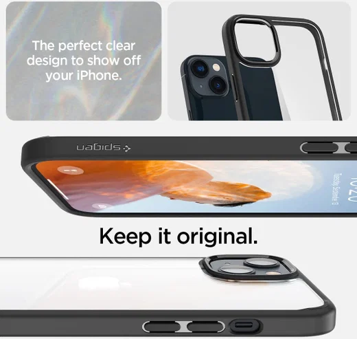 Spigen Ultra Hybrid Apple iPhone 14 Hoesje Back Cover Clear Zwart afbeelding 8