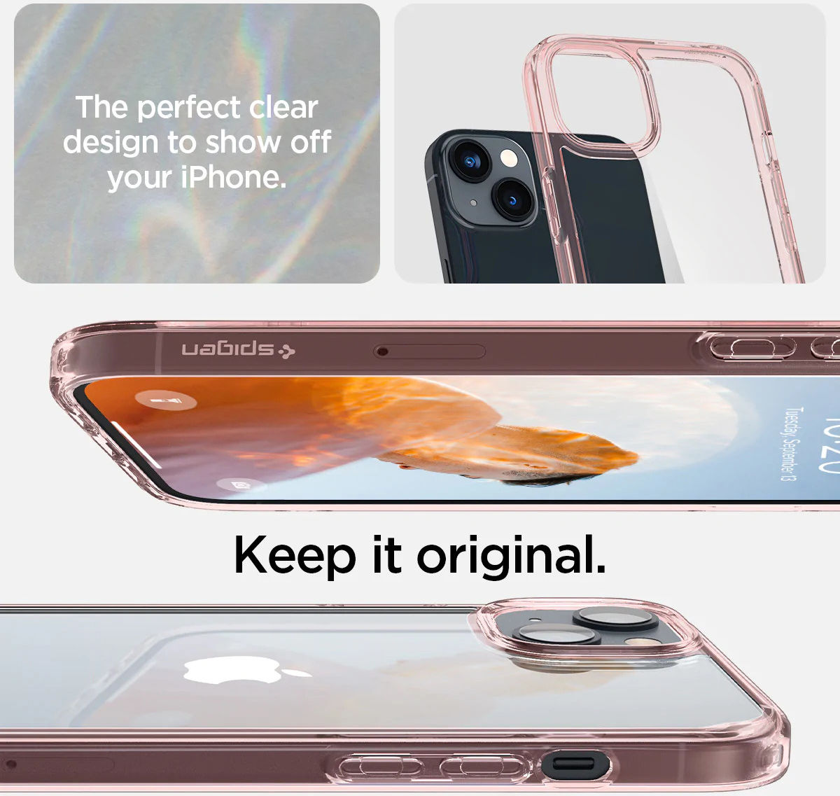 Spigen Ultra Hybrid Apple iPhone 14 Hoesje Back Cover Transparant Roze afbeelding 6