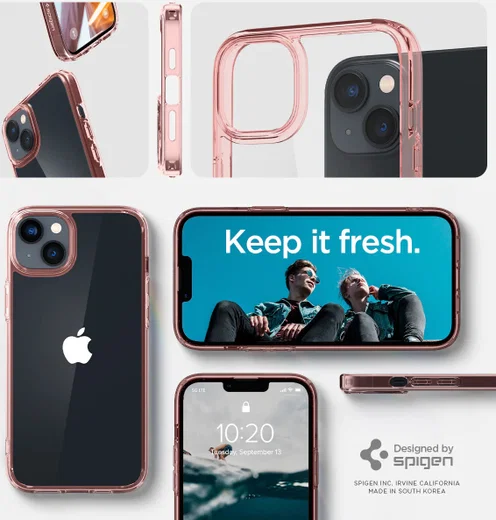 Spigen Ultra Hybrid Apple iPhone 14 Hoesje Back Cover Transparant Roze afbeelding 8