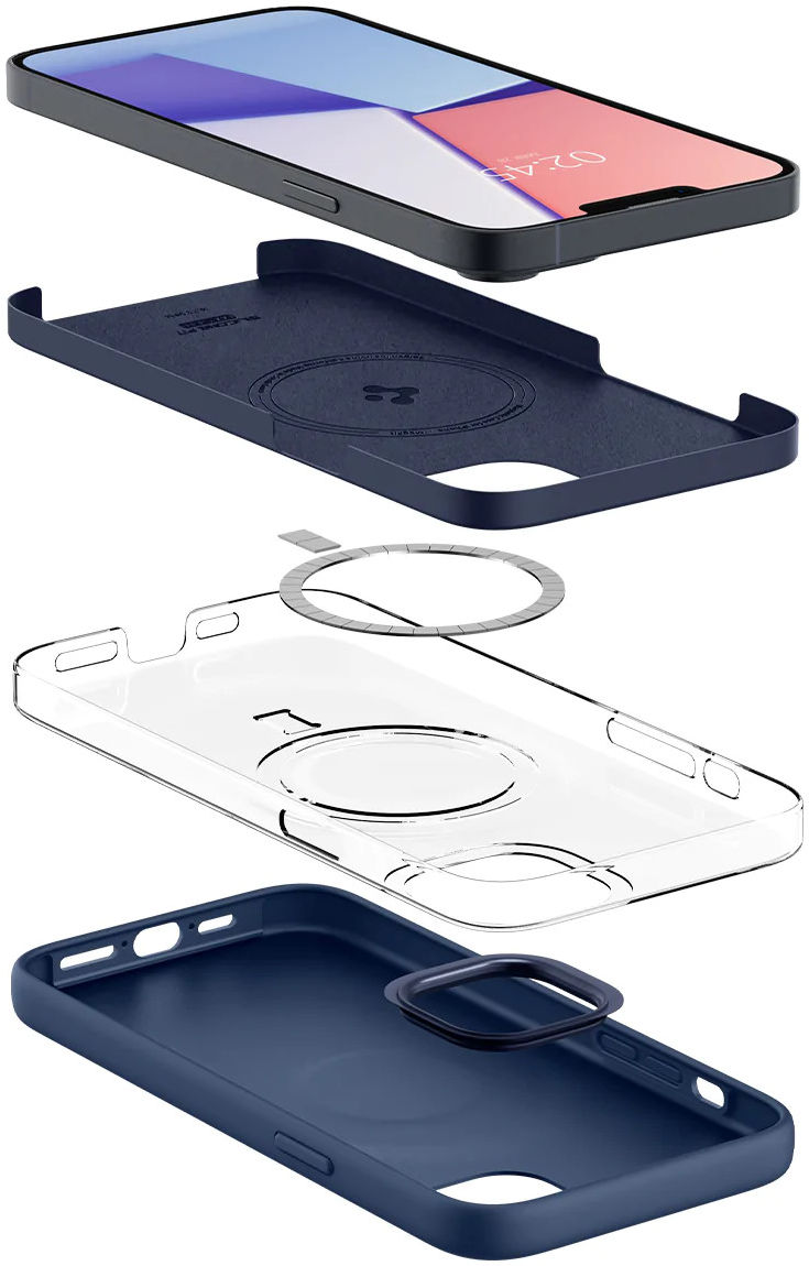 Spigen Silicone Fit Apple iPhone 14 Hoesje MagSafe Back Cover Blauw afbeelding 9
