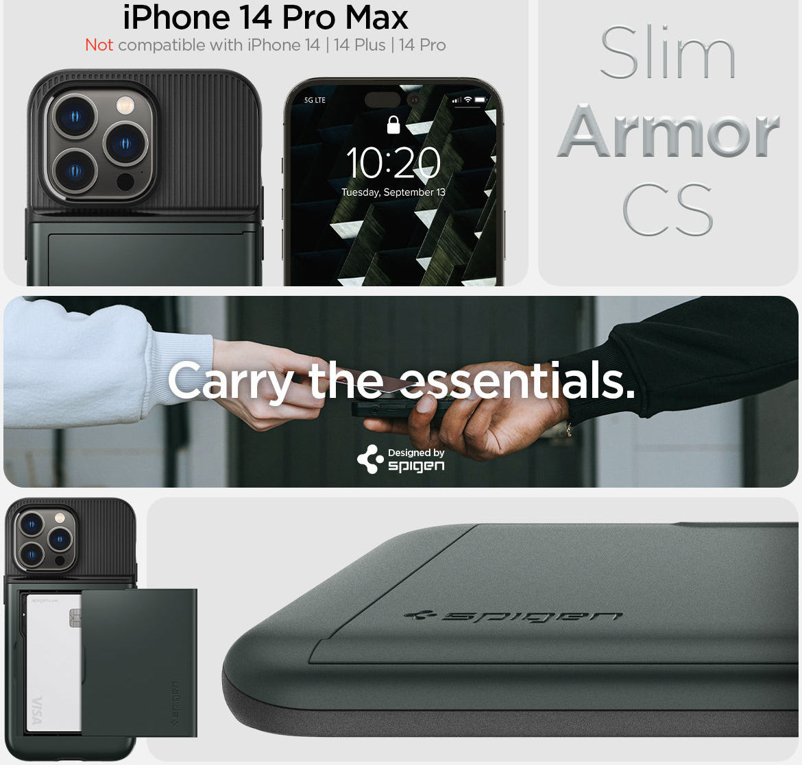 Spigen Slim Armor CS Apple iPhone 14 Pro Max Hoesje Zwart afbeelding 12