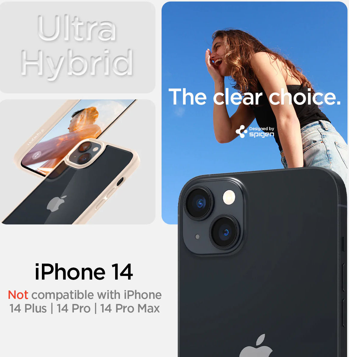 Spigen Ultra Hybrid Apple iPhone 14 Hoesje Back Cover Beige afbeelding 9
