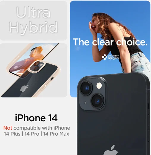 Spigen Ultra Hybrid Apple iPhone 14 Hoesje Back Cover Beige afbeelding 9