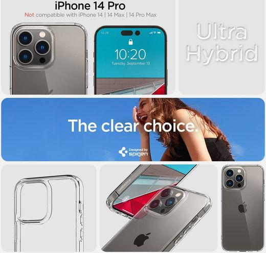 Spigen Ultra Hybrid Apple iPhone 14 Pro Hoesje Back Cover Transparant afbeelding 8