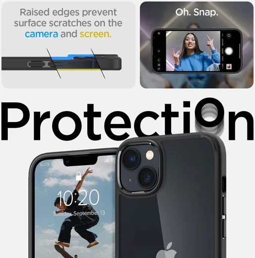 Spigen Crystal Hybrid Apple iPhone 14 Hoesje Back Cover Zwart afbeelding 4