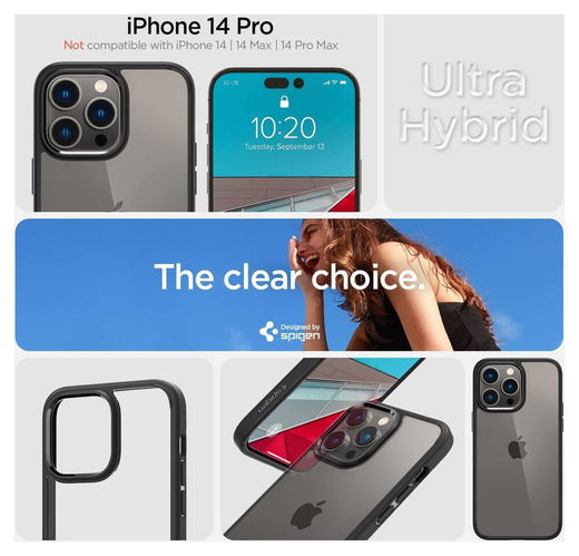 Spigen Ultra Hybrid Apple iPhone 14 Pro Hoesje Back Cover Mat Zwart afbeelding 8