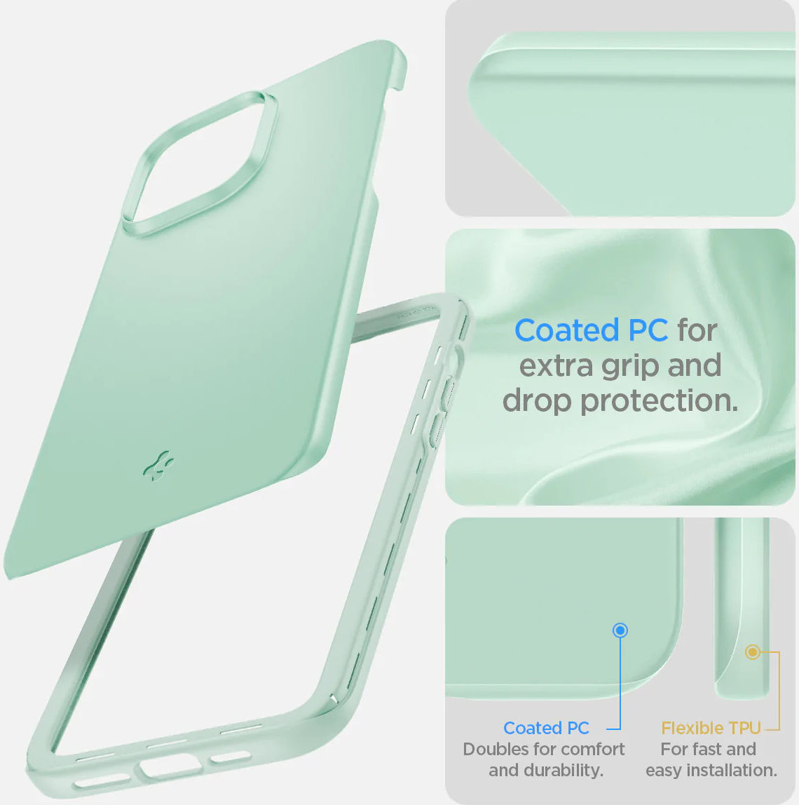 Spigen Thin Fit Apple iPhone 14 Pro Hoesje Back Cover Mint Groen afbeelding 8