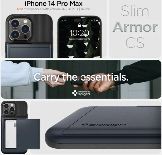 Spigen Slim Armor CS Apple iPhone 14 Pro Max Hoesje Metal Slate afbeelding 13