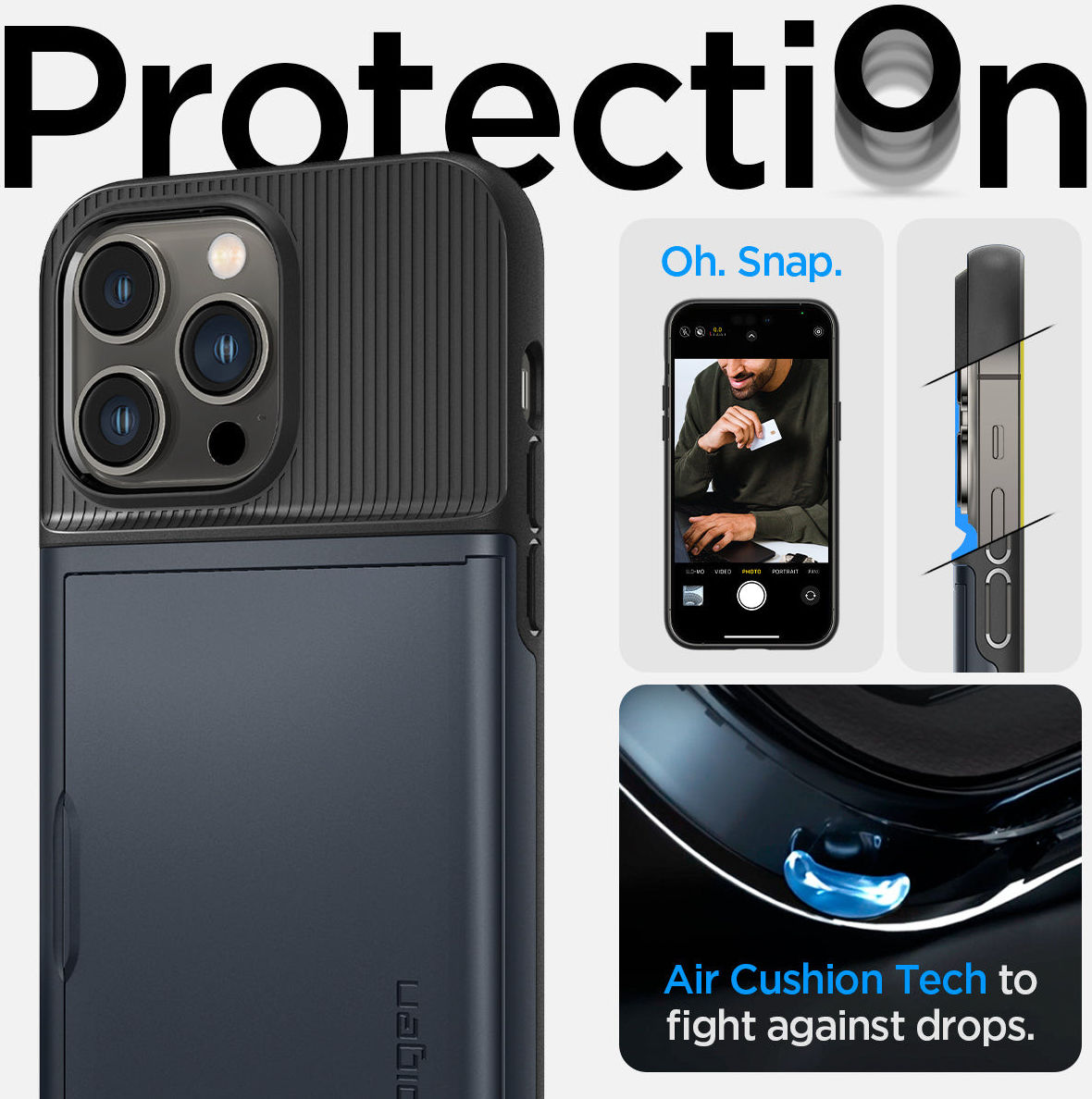 Spigen Slim Armor CS Apple iPhone 14 Pro Max Hoesje Metal Slate afbeelding 16