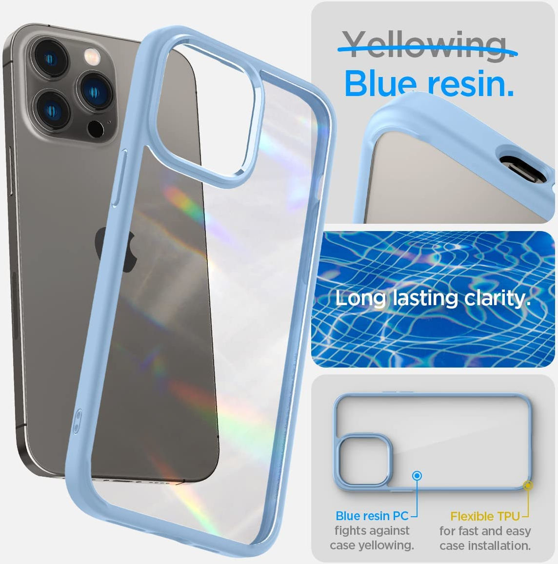 Spigen Ultra Hybrid Apple iPhone 14 Pro Hoesje Back Cover Blauw afbeelding 5