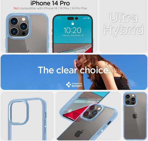 Spigen Ultra Hybrid Apple iPhone 14 Pro Hoesje Back Cover Blauw afbeelding 7