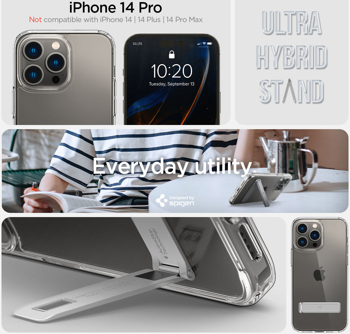 Spigen Ultra Hybrid S iPhone 14 Pro Hoesje Back Cover Transparant afbeelding 10