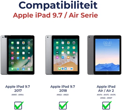 Rosso Element Apple iPad 9.7 (2017/2018) / Air 2 Hoes Book Case Zwart afbeelding 9
