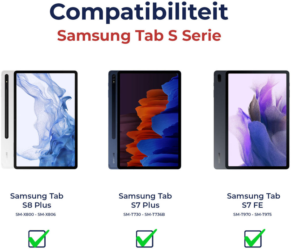 Rosso Element Samsung Tab S8+ / S7+ / S7 FE Hoes Zwart afbeelding 9