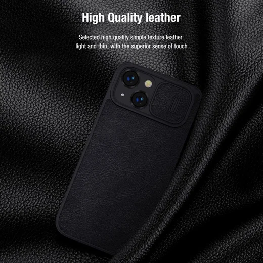 Nillkin Qin Pro Apple iPhone 14 Hoesje Book Case Camera Slider Zwart afbeelding 6