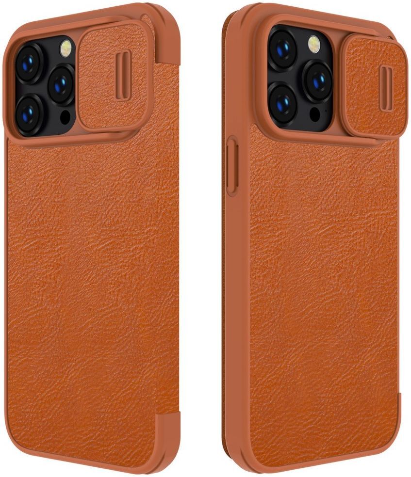 Nillkin Qin Pro iPhone 14 Pro Max Hoesje Book Case Camera Slider Bruin afbeelding 2