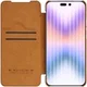 Nillkin Qin Pro iPhone 14 Pro Max Hoesje Book Case Camera Slider Bruin afbeelding 1
