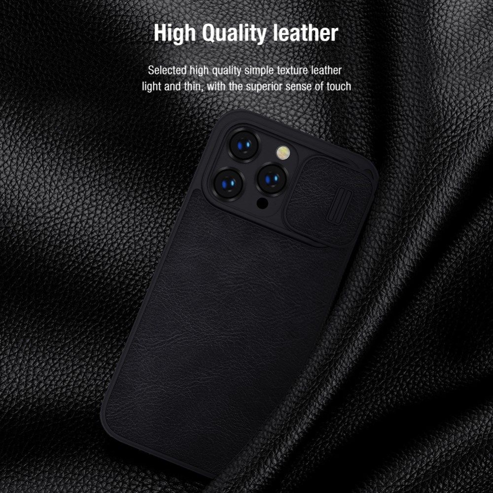 Nillkin Qin Pro iPhone 14 Pro Max Hoesje Book Case Camera Slider Bruin afbeelding 6