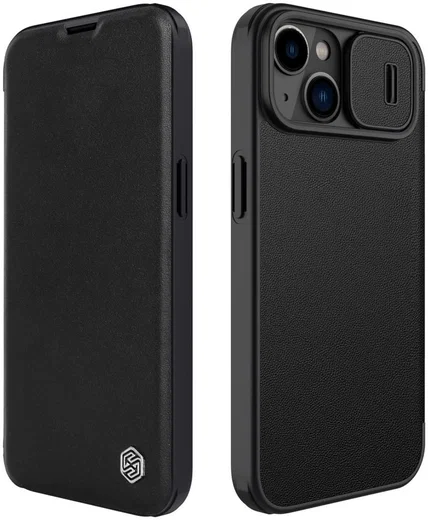 Nillkin Qin Pro iPhone 14 Hoesje Book Case Camera Slider Classic Zwart afbeelding 2