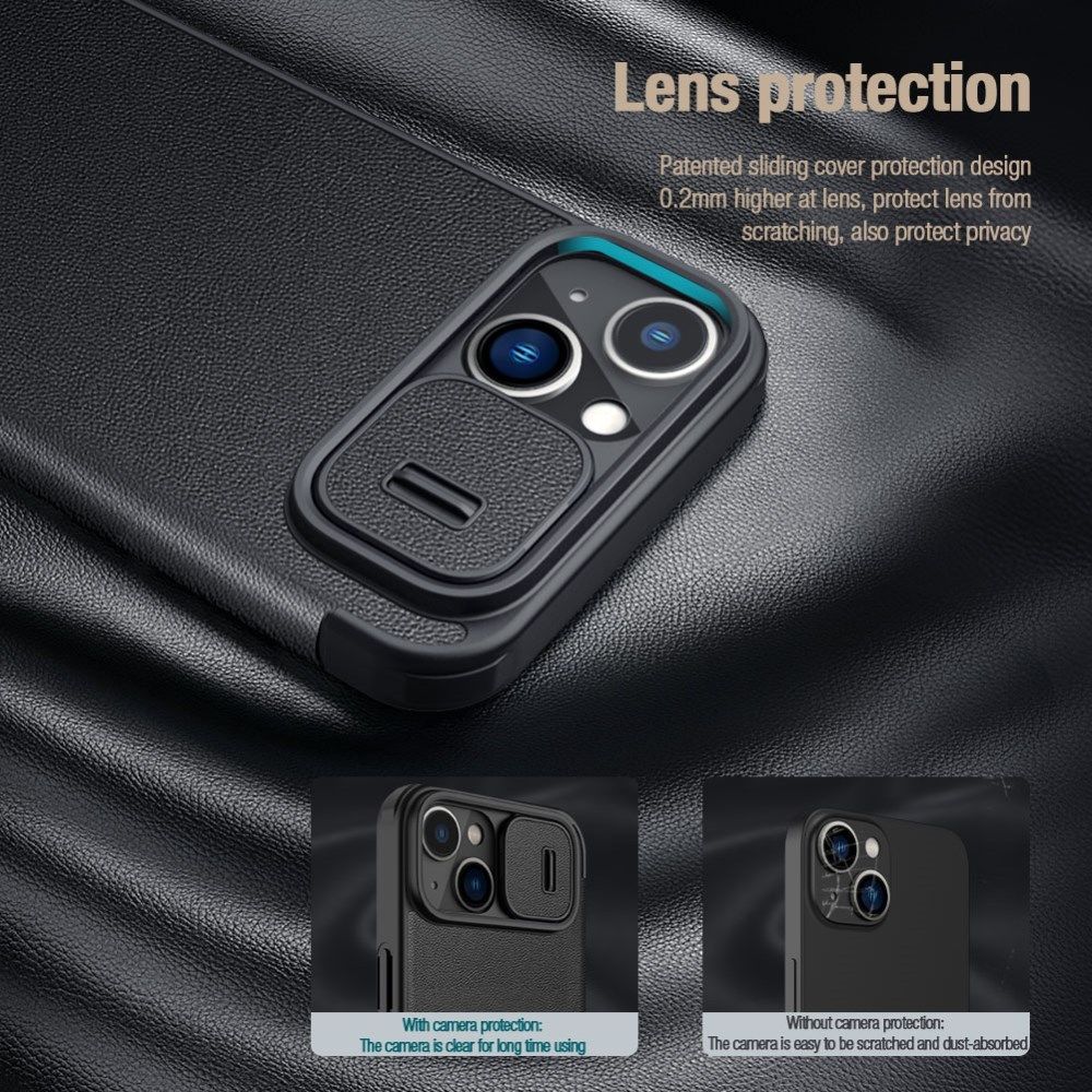 Nillkin Qin Pro iPhone 14 Hoesje Book Case Camera Slider Classic Zwart afbeelding 4