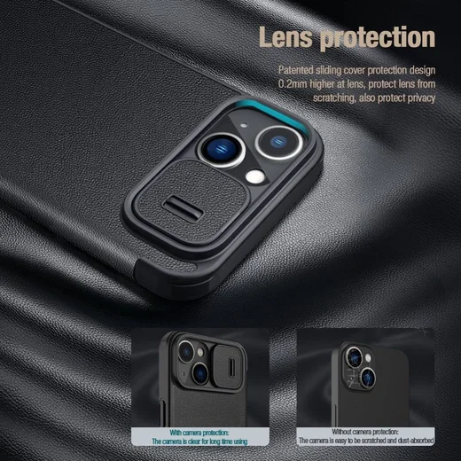 Nillkin Qin Pro iPhone 14 Hoesje Book Case Camera Slider Classic Zwart afbeelding 4