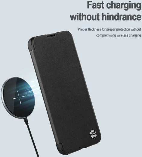Nillkin Qin Pro iPhone 14 Hoesje Book Case Camera Slider Classic Zwart afbeelding 6