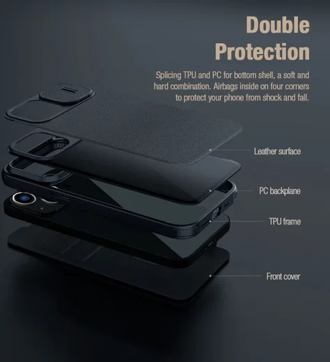 Nillkin Qin Pro iPhone 14 Hoesje Book Case Camera Slider Classic Zwart afbeelding 7