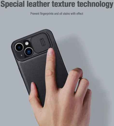 Nillkin Qin Pro iPhone 14 Hoesje Book Case Camera Slider Classic Zwart afbeelding 8