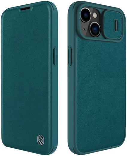 Nillkin Qin Pro iPhone 14 Hoesje Book Case Camera Slider Groen afbeelding 2