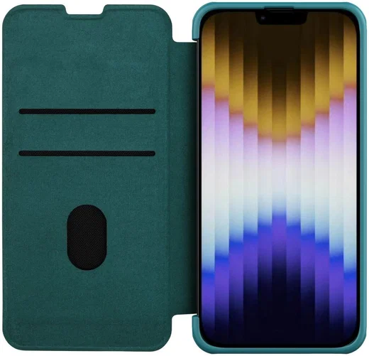 Nillkin Qin Pro iPhone 14 Hoesje Book Case Camera Slider Groen afbeelding 1