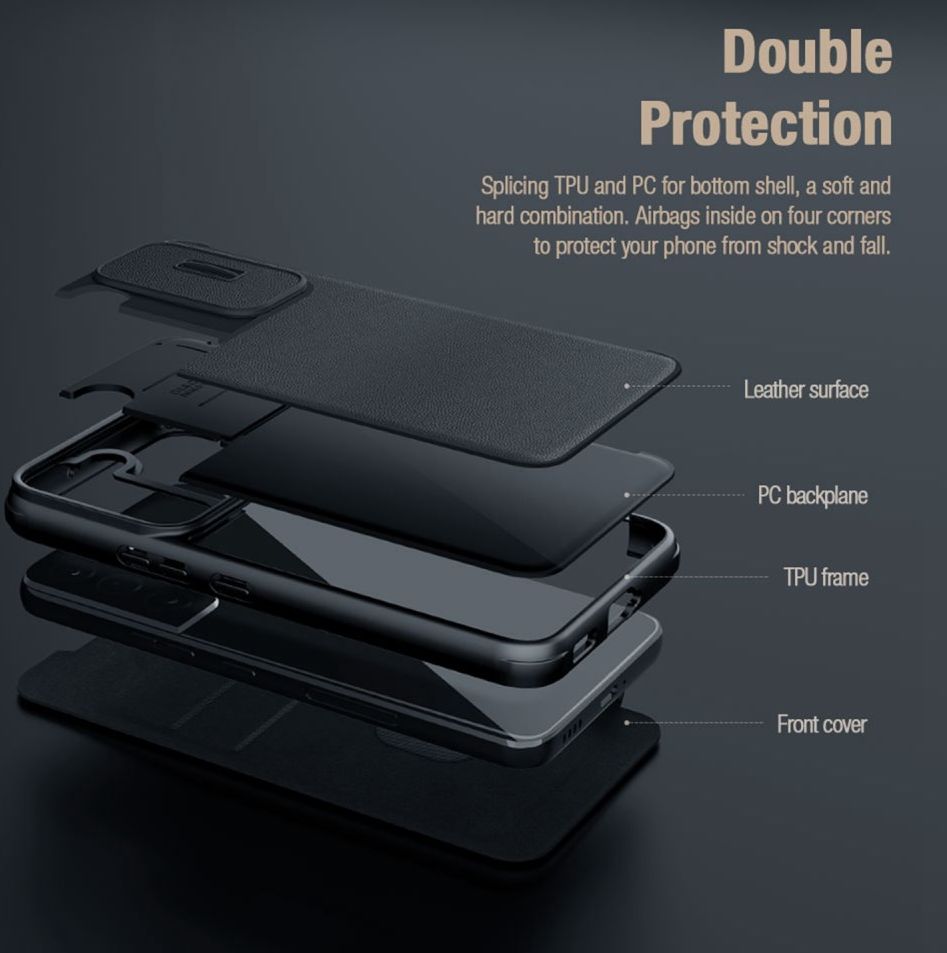 Nillkin Qin Pro iPhone 14 Pro Hoesje Book Case Camera Slider Black afbeelding 8