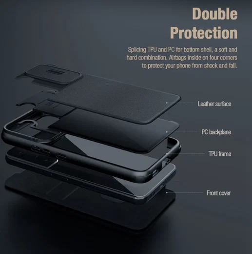 Nillkin Qin Pro iPhone 14 Pro Hoesje Book Case Camera Slider Black afbeelding 8