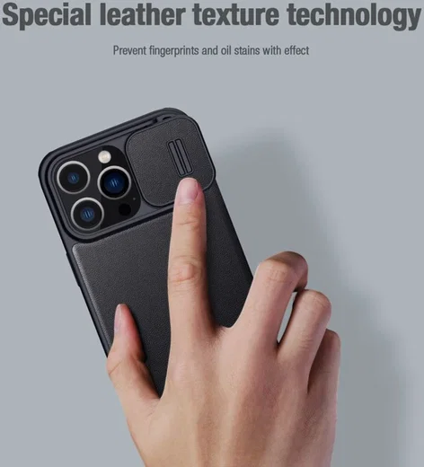 Nillkin Qin Pro iPhone 14 Pro Hoesje Book Case Camera Slider Black afbeelding 9