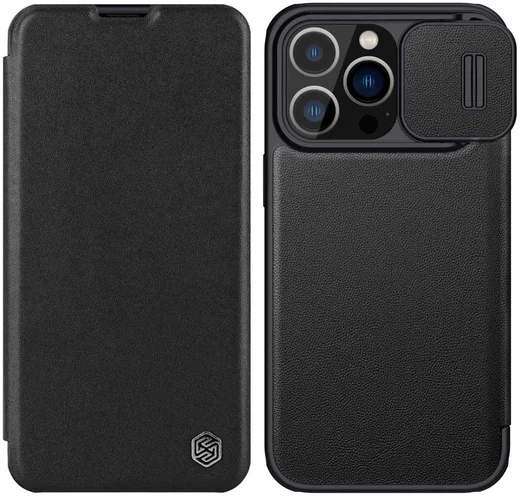Nillkin Qin Pro iPhone 14 Pro Hoesje Book Case Camera Slider Black afbeelding 2
