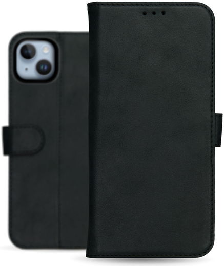 Rosso Deluxe Apple iPhone 14 Hoesje Echt Leer Book Case Zwart afbeelding 10