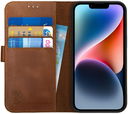 Rosso Deluxe Apple iPhone 14 Hoesje Echt Leer Book Case Bruin