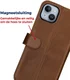 Rosso Deluxe Apple iPhone 14 Hoesje Echt Leer Book Case Bruin afbeelding 6