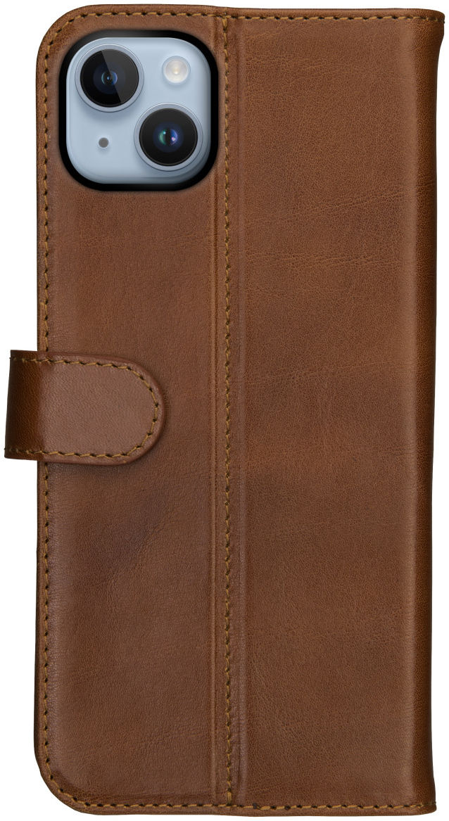 Rosso Deluxe Apple iPhone 14 Hoesje Echt Leer Book Case Bruin afbeelding 11