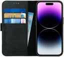 Rosso Deluxe Apple iPhone 14 Pro Hoesje Echt Leer Book Case Zwart