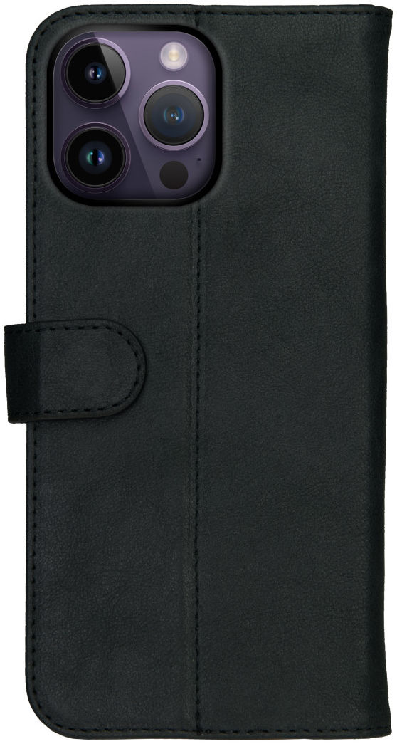 Rosso Deluxe Apple iPhone 14 Pro Hoesje Echt Leer Book Case Zwart afbeelding 11