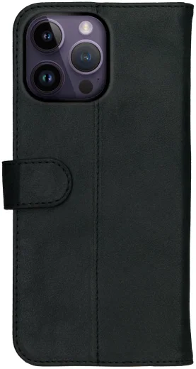 Rosso Deluxe Apple iPhone 14 Pro Hoesje Echt Leer Book Case Zwart afbeelding 11