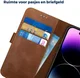 Rosso Deluxe Apple iPhone 14 Pro Hoesje Echt Leer Book Case Bruin afbeelding 5