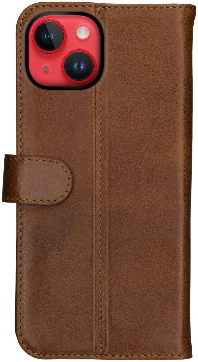 Rosso Deluxe Apple iPhone 14 Plus Hoesje Echt Leer Book Case Bruin afbeelding 12