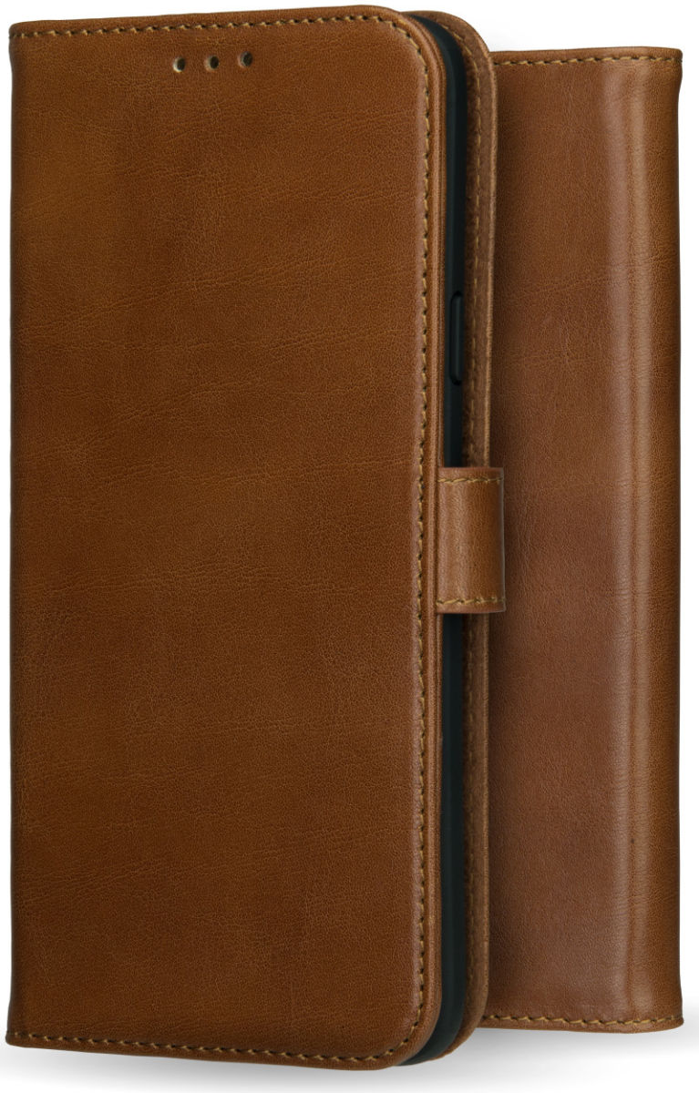 Rosso Deluxe Apple iPhone 14 Plus Hoesje Echt Leer Book Case Bruin afbeelding 13