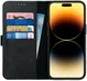 Rosso Deluxe Apple iPhone 14 Pro Max Hoesje Echt Leer Book Case Zwart afbeelding 1