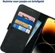 Rosso Deluxe Apple iPhone 14 Pro Max Hoesje Echt Leer Book Case Zwart afbeelding 6